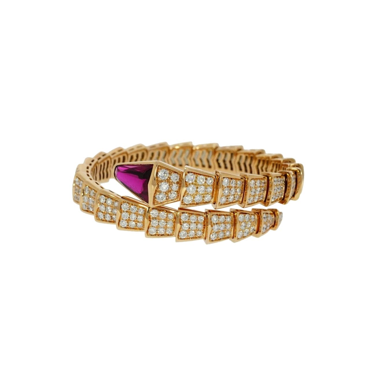 Bvlgari Jewelry 18k White Gold Serpenti Viper 5.02cttw 2 Row Full Pave  Diamond Bracelet - Size Medium 345203 | Mayors