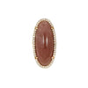 Estate Jewelry - Carla Amorim Elongated Oval Pink Quartz Diamond Halo Rose Gold Ring | Manfredi Jewels