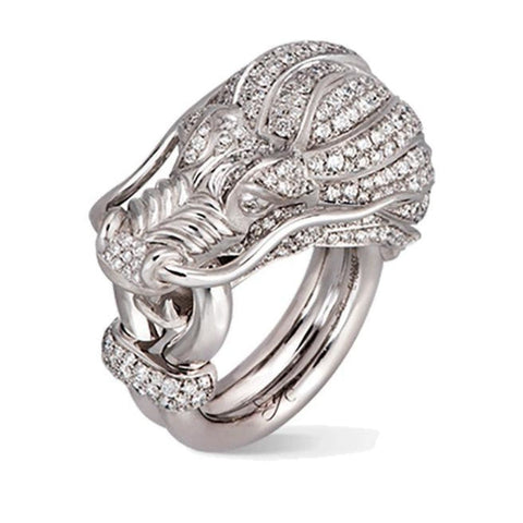 Carrera & Carrera 18K White Gold Dragon secret XL with diamonds ring