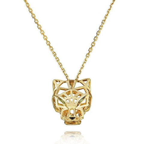 Cartier Panther Pendant with Long Yellow Gold Chain.