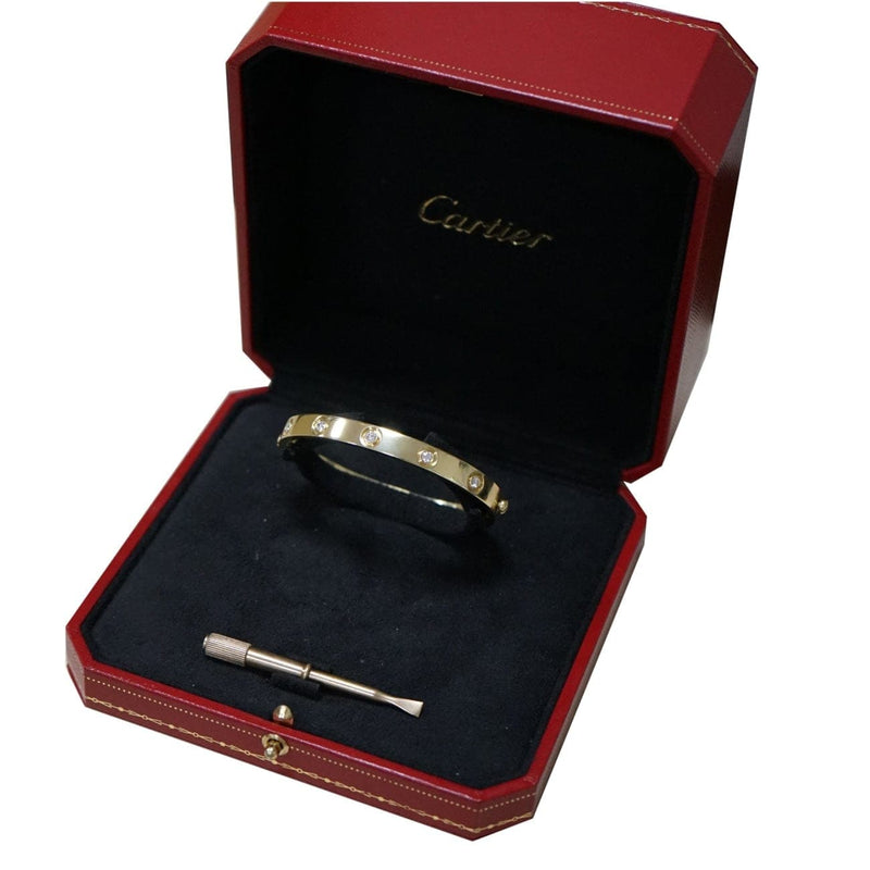 Estate Jewelry - Cartier Yellow Gold Love Bracelet 10 Diamonds | Manfredi Jewels
