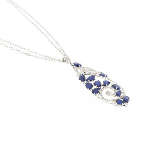 Estate Jewelry - Casato 18k White Gold Sapphires & Diamonds Necklace | Manfredi Jewels