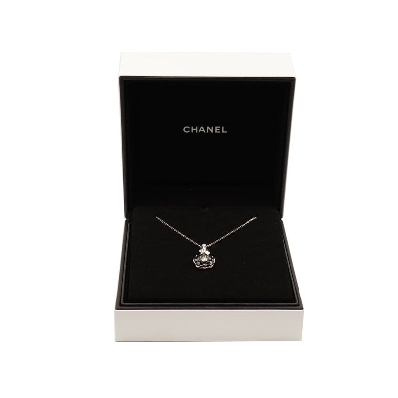 Estate Jewelry Estate Jewelry - Chanel Black Camelia White Gold Pendant | Manfredi Jewels
