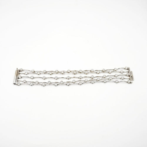 Estate Jewelry - Charles Wolf 18K White Gold Bezel Set Diamond Bracelet | Manfredi Jewels