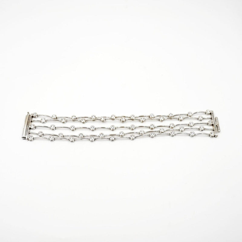 Estate Jewelry - Charles Wolf 18K White Gold Bezel Set Diamond Bracelet | Manfredi Jewels
