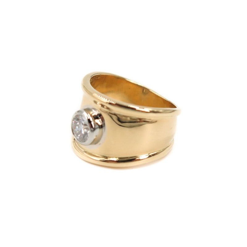 Estate Jewelry - Classic Wave Yellow Gold Ring with Diamond | Manfredi Jewels