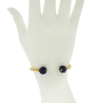 Estate Jewelry - Cuff Bracelet with Carved Lapis Lazuli and cabochon Ruby & Diamond | Manfredi Jewels