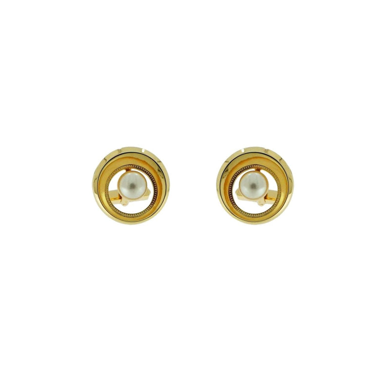 Estate Jewelry - Cultured Akoya Pearl Yellow Gold Cufflinks | Manfredi Jewels