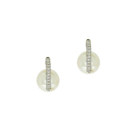 Cultured Pearl & Diamond Drop Earrings