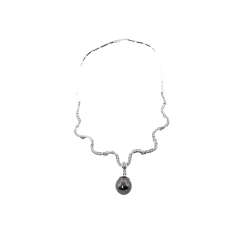 Estate Jewelry - Cultured Tahitian Pearl & Diamond Necklace | Manfredi Jewels