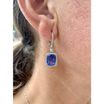 Estate Jewelry Estate Jewelry - Cushion Cut Sapphire & Diamond Drop Earrings | Manfredi Jewels