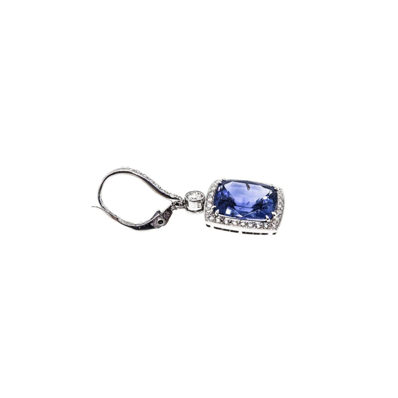 Estate Jewelry - Cushion Cut Sapphire & Diamond Drop Earrings | Manfredi Jewels