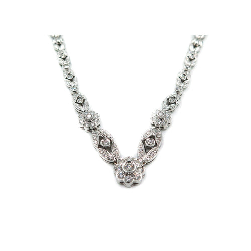 Estate Jewelry - Damiani Floral Diamond White Gold Necklace | Manfredi Jewels