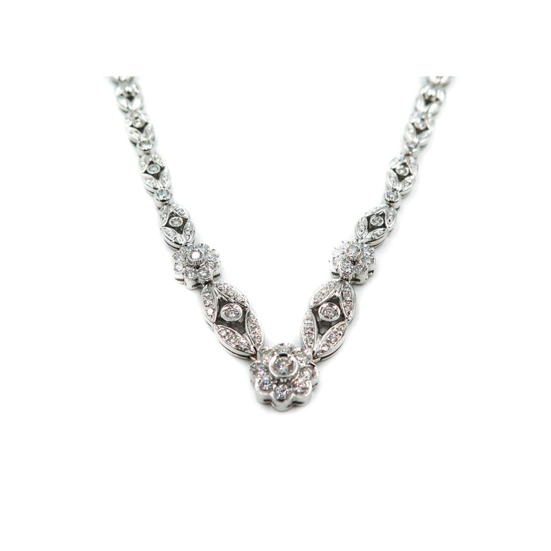 Estate Jewelry Estate Jewelry - Damiani Floral Diamond White Gold Necklace | Manfredi Jewels