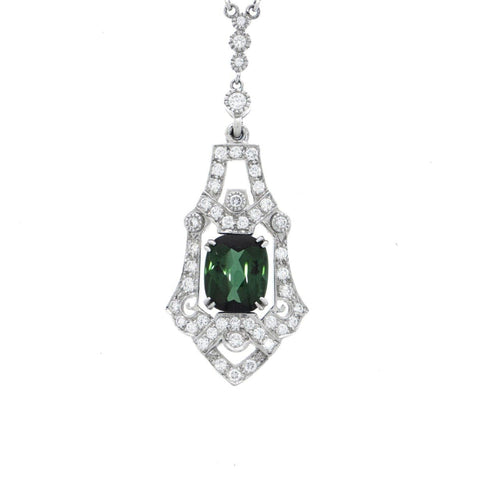 Diamond and Green Tourmaline Pendant