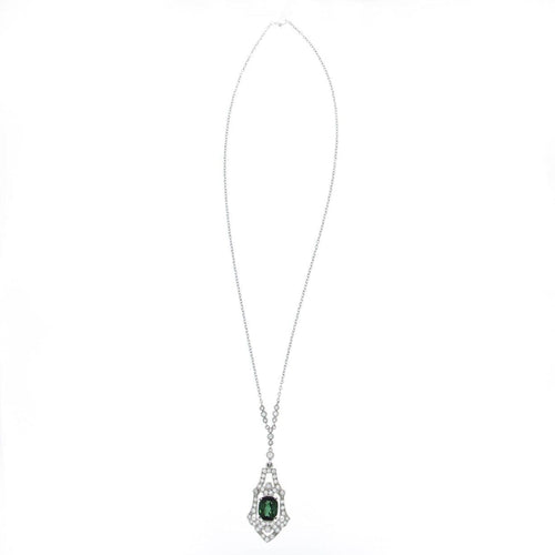Estate Jewelry - Diamond and Green Tourmaline Pendant | Manfredi Jewels