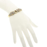 Estate Jewelry - Diamond and Ruby Panther Yellow Gold Bangle Bracelet | Manfredi Jewels