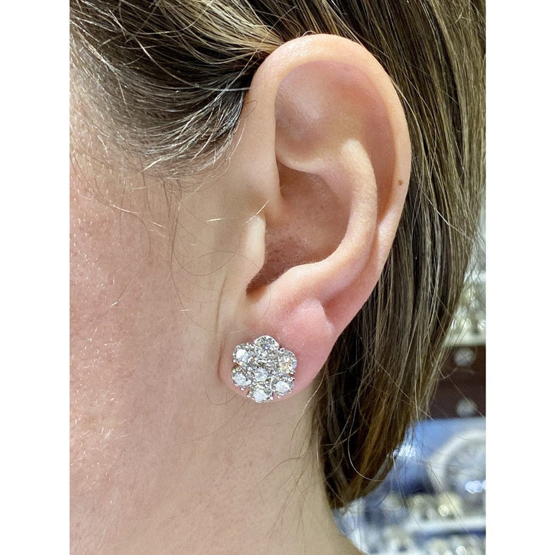 Estate Jewelry Estate Jewelry - Diamond Cluster White Gold Stud Earrings | Manfredi Jewels