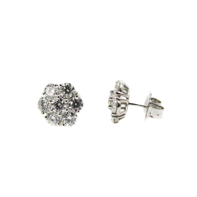 Estate Jewelry Estate Jewelry - Diamond Cluster White Gold Stud Earrings | Manfredi Jewels