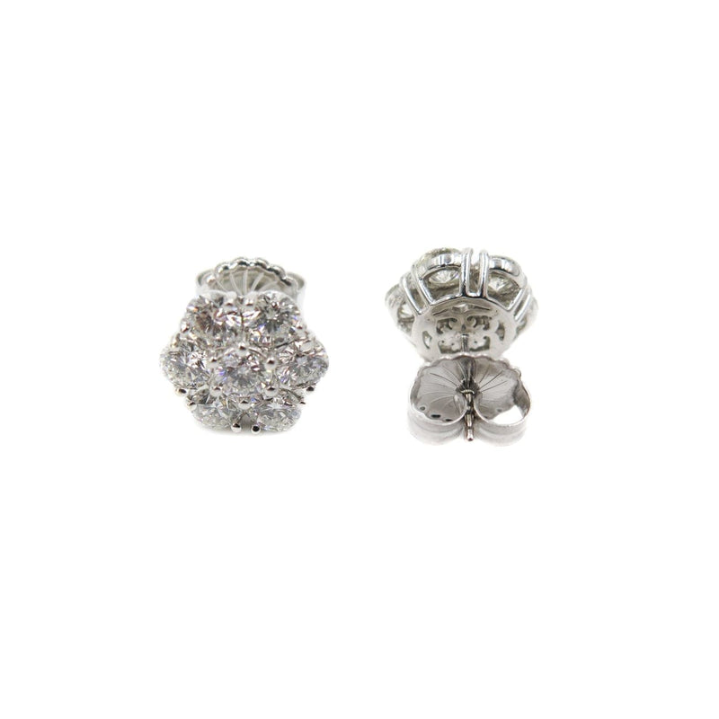 Estate Jewelry Estate Jewelry - Diamond Cluster White Gold Stud Earrings | Manfredi Jewels