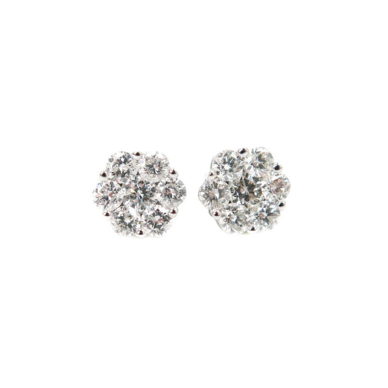 Estate Jewelry - Diamond Flower Stud White Gold Earrings | Manfredi Jewels