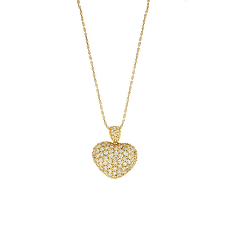 Estate Jewelry Estate Jewelry - Diamond Pave heart locket on textured bark link chain | Manfredi Jewels
