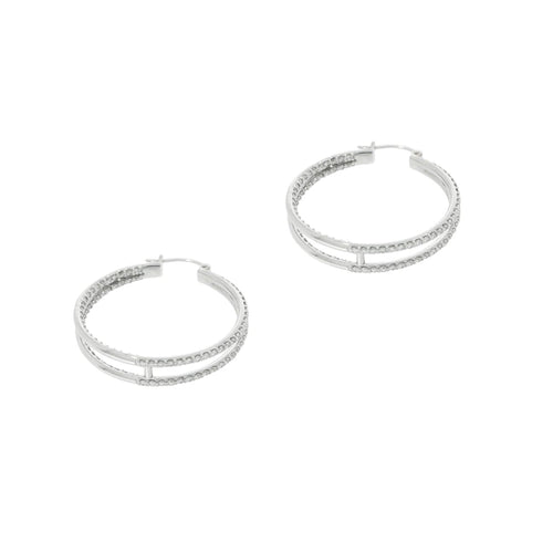 Estate Jewelry - Double Row Inside Out White Gold Diamond Hoops | Manfredi Jewels