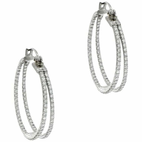 Estate Jewelry - Double Row Inside Out White Gold Diamond Hoops | Manfredi Jewels