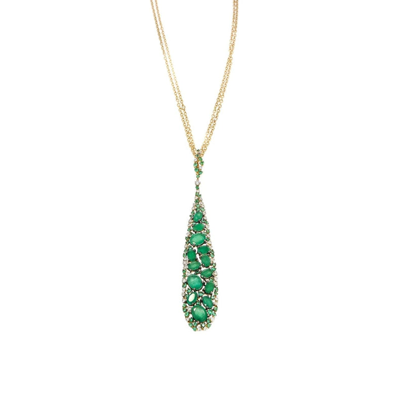 Estate Jewelry - Emerald and Diamond Rose Gold Pendant by Casato | Manfredi Jewels