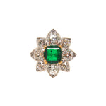 Estate Jewelry Estate Jewelry - Emerald & Diamond Flower Ring | Manfredi Jewels