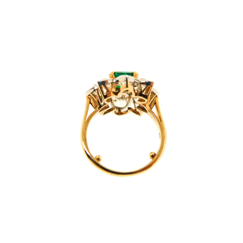 Estate Jewelry - Emerald & Diamond Flower Ring | Manfredi Jewels