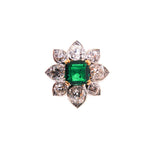 Estate Jewelry - Emerald & Diamond Flower Ring | Manfredi Jewels