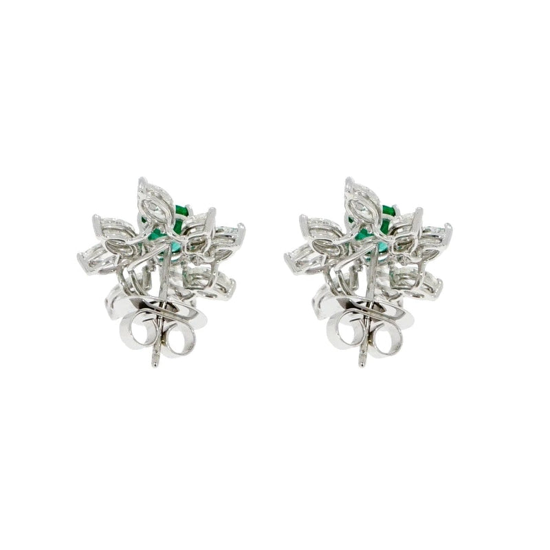 Estate Jewelry - Emerald & Diamond White Gold Stud Earrings | Manfredi Jewels