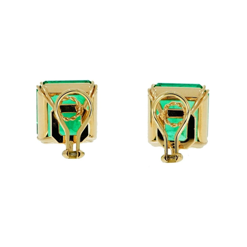 Estate Jewelry Estate Jewelry - Genuine Colombian Emerald 18k Yellow Gold Stud Earrings | Manfredi Jewels