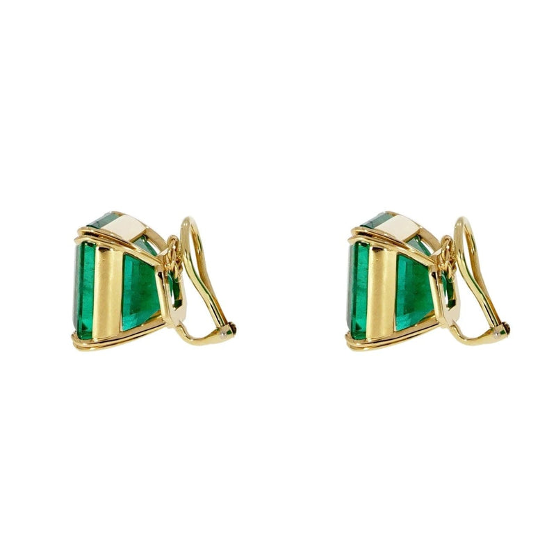 Estate Jewelry Estate Jewelry - Genuine Colombian Emerald 18k Yellow Gold Stud Earrings | Manfredi Jewels
