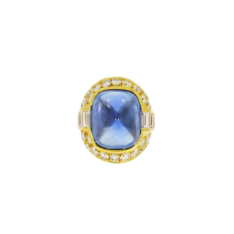 GIA certified Natural Unheated Sapphire and Diamond Yellow Gold Ring