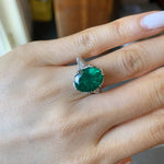 Estate Jewelry - GIA Certified Oval Emerald Vintage White Gold Ring | Manfredi Jewels