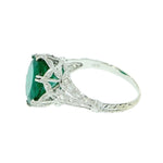 Estate Jewelry Estate Jewelry - GIA Certified Oval Emerald Vintage White Gold Ring | Manfredi Jewels
