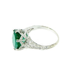 Estate Jewelry Estate Jewelry - GIA Certified Oval Emerald Vintage White Gold Ring | Manfredi Jewels