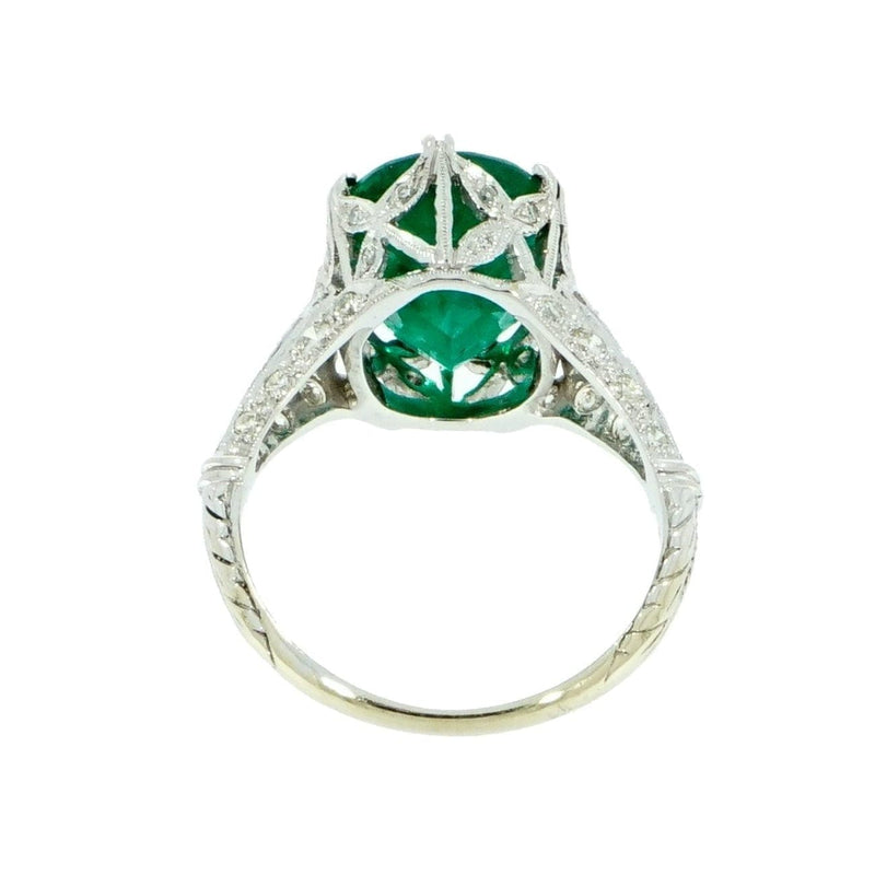 Estate Jewelry Estate Jewelry - GIA Certified Oval Emerald Vintage White Gold Ring | Manfredi Jewels