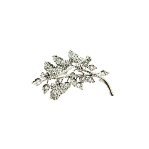 Estate Jewelry - Grape Vine Diamond White Gold Brooch | Manfredi Jewels