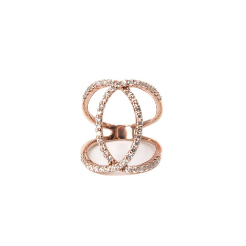 Interlocking Diamond Circles Rose Gold Ring