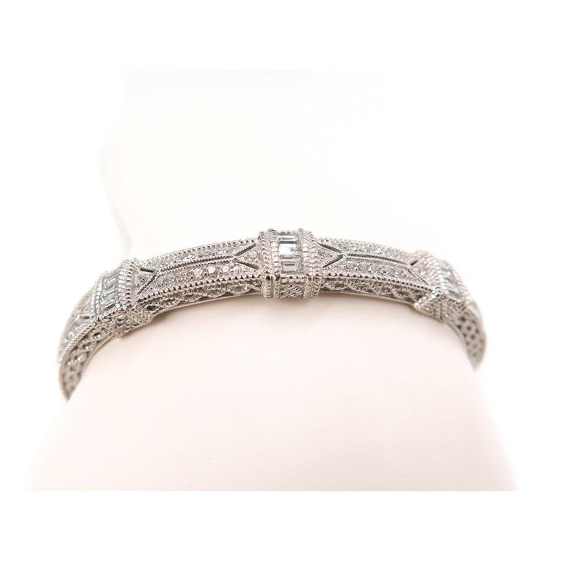 Estate Jewelry - Judith Ripka Pia Diamond Pave White Gold Cuff Bracelet | Manfredi Jewels