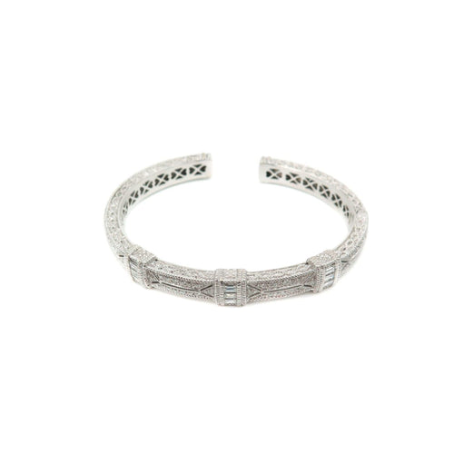 Estate Jewelry - Judith Ripka Pia Diamond Pave White Gold Cuff Bracelet | Manfredi Jewels