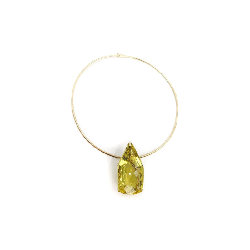Estate Jewelry - Lemon Quartz Yellow Gold Pendant | Manfredi Jewels