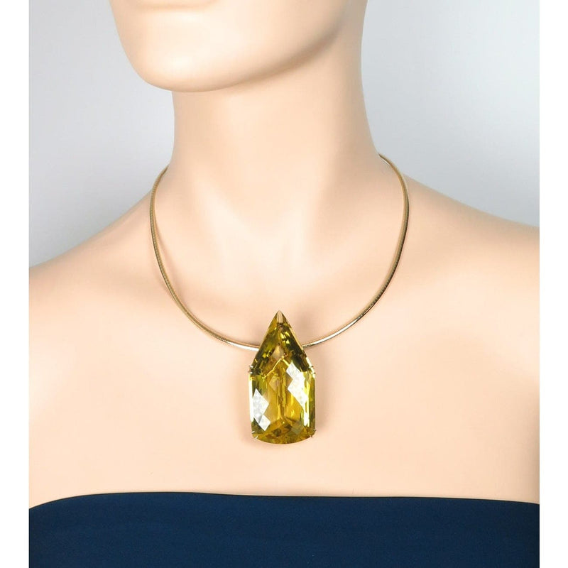 Estate Jewelry - Lemon Quartz Yellow Gold Pendant | Manfredi Jewels