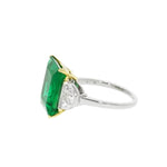 Estate Jewelry - Manfredi Jewels Certified 7.43 ct. Colombian Emerald and Diamond Cocktail Ring
