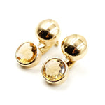 Estate Jewelry - Manfredi Round Citrine Yellow Gold Drop Earrings | Jewels