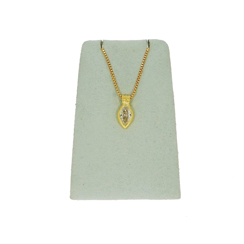 Estate Jewelry - Marquise shaped Diamond Yellow Gold Pendant | Manfredi Jewels