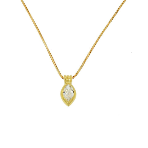 Marquise shaped Diamond Yellow Gold Pendant